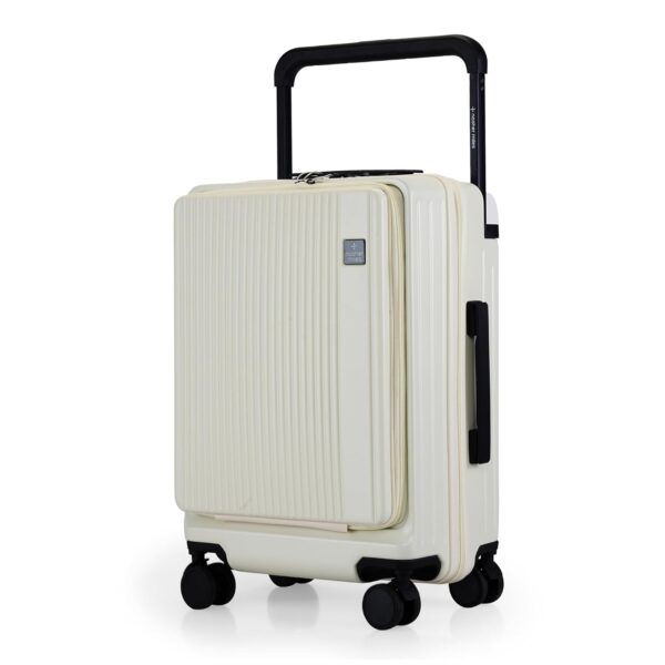 Nasher Miles Silicon Valley Hard-Sided Polycarbonate TSA Lock & Wide Telescopic Handle Cabin Luggage with Laptop Compartment White 20 inch |55cm Trolley Bag