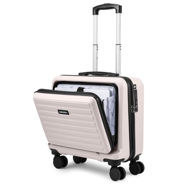 Assembly Premium Polycarbonate Overnighter Trolley Bag (43cms) with Laptop Compartment & Keyless TSA Lock- 16 Inches- (Ivory)