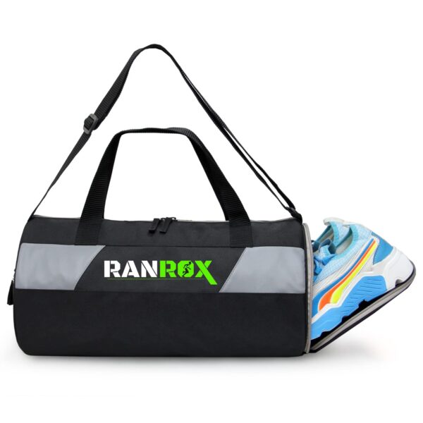 Polyester Black Duffle/Gym Bag/Shoulder Bag for Men & Women with Separate Shoes Compartment