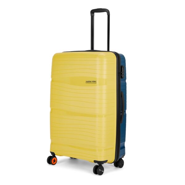 Nasher Miles Nicobar Hard-Sided Polypropylene Check-in Luggage Yellow and Navy Blue 24 inch |65cm Trolley Bag