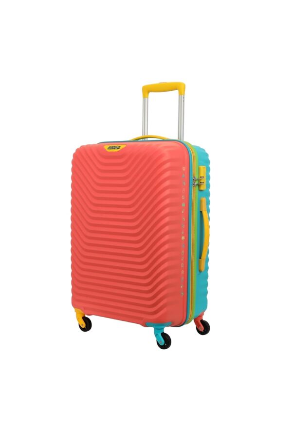 American Tourister Polypropylene (PP) Amt Splash Sp66Cm Coral/Teal Multi Color Carry-On Luggage Hard Shell 4 Spinner Wheel Luggage with Tie Down Strap & Complete Lining, H-66 Centimeters