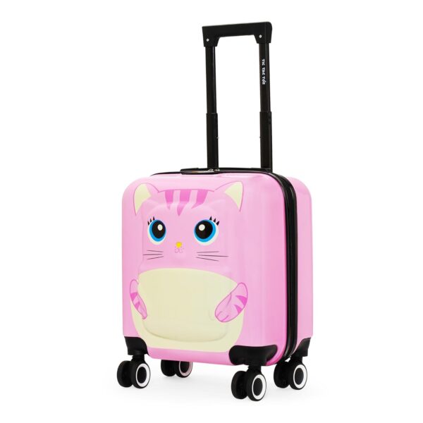 Nasher Miles Tic Tac Toe Polycarbonate Hard-Sided Cabin Luggage for Kids Pink 44cm|17inch Kids Trolley Bag |Zoo Cat