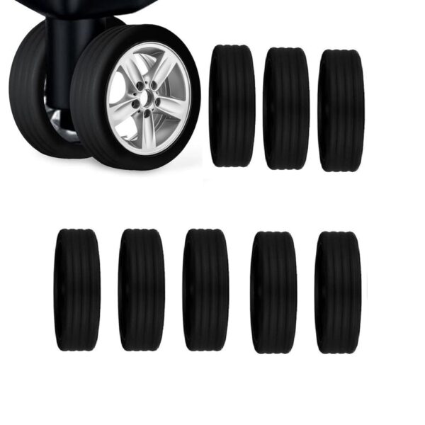 DARKSTICK Silicone Luggage Wheel Cover, Trolley Wheel Cover Silicone Shock Absorption Wheel Cover for Trolley Bag Suitcase Wheel Cover Silicone for Most 8 Spinner Wheel Bag/Chair (8pcs, Black)