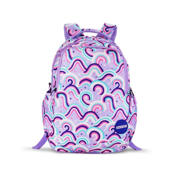 American Tourister Starlet, 25.5L Volume School Backpack with Front Organizer and Spacious Interiors for Girls & Women – Rainbow Hues