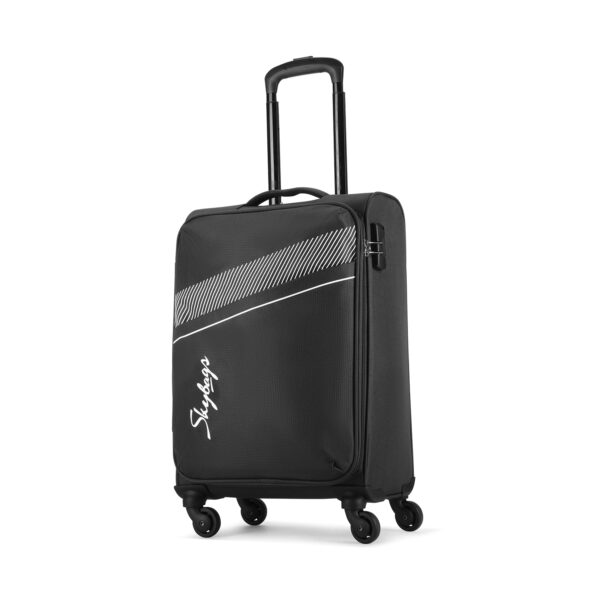 Skybags Trick Polyester Softsided 58 cm Cabin Stylish Luggage Trolley with 4 Spinner Wheels | Black Trolley Bag – Unisex