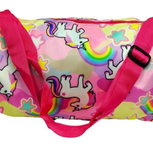 ANNACREATIONS Synthetic Fancy Cute Unicorn Duffle Bag Travel Gym Sports Gymnastics Dance Classes For Girls Pack Of 1 Pc (Style-2), 20 CM Pink