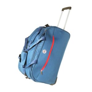 ALKOSIGN Rio Diamond 53 cms Nylon Duffel Trolley Bag for Travel | 2 Wheel Duffle Travel Bag with Trolley (Blue)