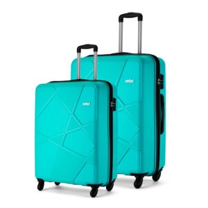 Safari Pentagon 2 Pc Set 55 cms & 65 cms- Small and Medium Polypropylene (PP) Hard Sided 4 Wheels 360 Degree Rotation Luggage Set/Suitcase Set/Trolley Bag Set (Cyan-Blue)