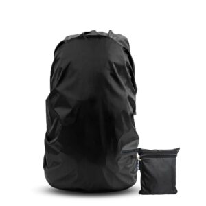 MUTMAIN 100% Waterproof 55L to 75L Rain Cover for Backpack Rucksack Bags, Rainproof Dustproof Protector Rain Cover Elastic Adjustable Specially for Trekking Black (BP-55TO75L) (Black)