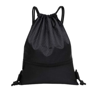 FENICAL Basketball Bag Backpack Drawstring Backpack Sports String Bag Cloth Travel Daypacks – Small (Black) Gym Bag Backpack