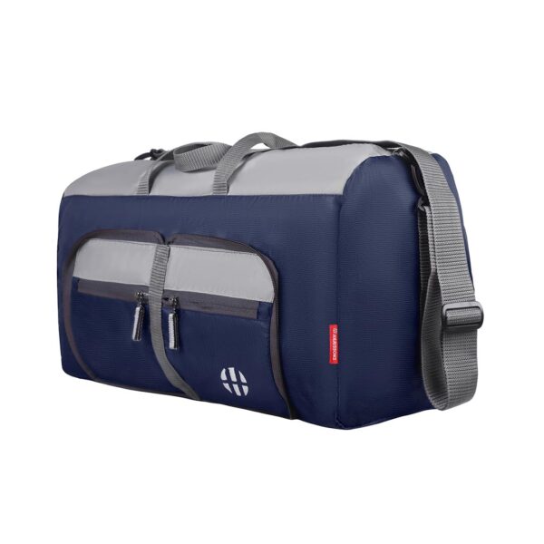 HARISSONS 42 Litres Dolphin Dx Foldable Travel Duffel Bag for Men & Women | Light Weight Water Resistant Gym & Sports Bag with Spacious Storage (Navy & Grey)