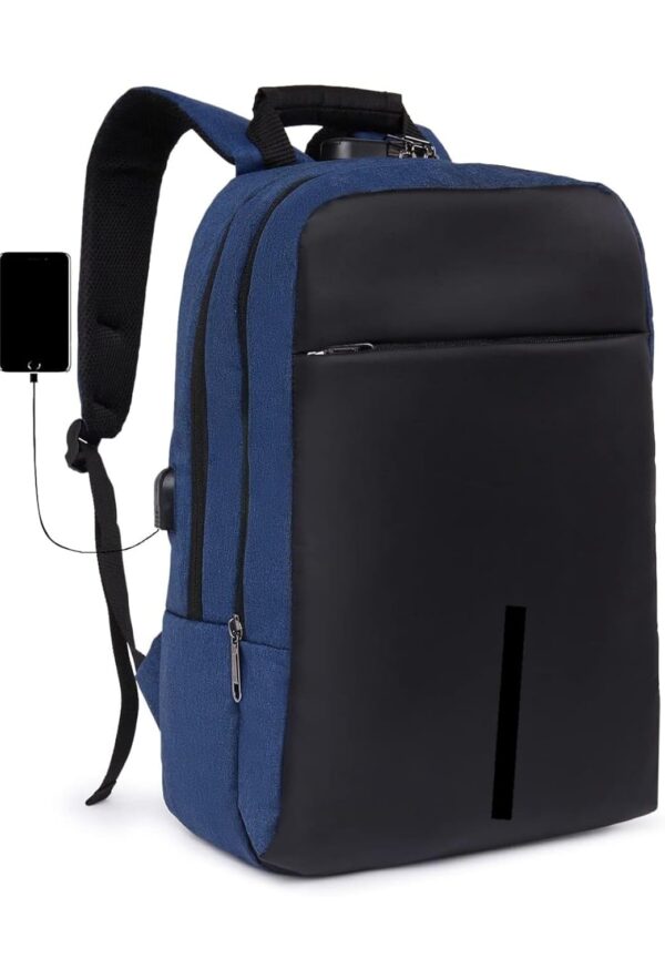 Meek Anti Theft Number Lock Backpack Bag With 15.6 Inch Laptop Compartment Usb Charging Port And Organizer Pocket For Men Women Boys Girls (Blue)