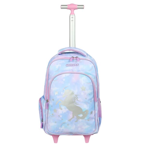 NOVEX Unicorn Soft Kids Backpack Trolley With 18 Inch | Baby Pink, 2 Wheels Spinner Bag With 2 – Main Compartments | Polyester Unique Backpacks/School Bags For Cute Girls Kid | Easy-To-Carry