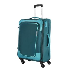 American Tourister Icor (Large) 82Cms|Soft Spinner Carry On Trolley Bag for Travel|Wet Pocket| Expandable|Polyester Luggage|Combination Lock|4 Wheel Suitcase for Men&Women (Teal)|Light Weight&Durable