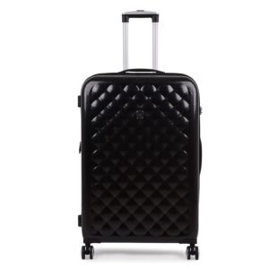 it luggage Fashionista Glossy Black Set of 3-Large, Medium & Cabin-20,24,28 inches Expandable PC Hardsided with TSA Lock 8 Wheel Trolley Bag