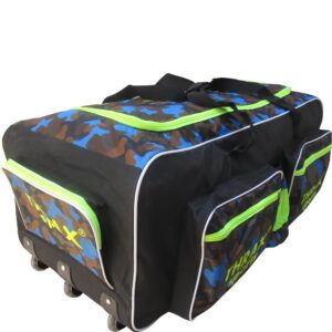 THRAX Super Pack Wheel Cricket Kit Bag Army Blue Black Lime