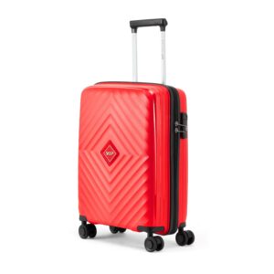 VIP Polypropylene (Pp) Quad Active Cabin 55 Cm 8 Spinner Wheels Trolley Bag for Travel, Hardshell Lightweight Bag with Combination Lock, Tough Suitcase for Travel (Red) (Small)