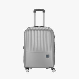 Genie Palm 55cm Trolley Bag,Hard Side 8 Wheel Cabin Luggage- Silver, Travel Bag for Women