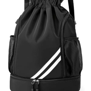 ALASKA® Sports Drawstring Backpack – Drawstring Gym Bag, Swim Bag, Basketball Bag with Shoes Compartment and Wet Proof Pocket for Women & Men.