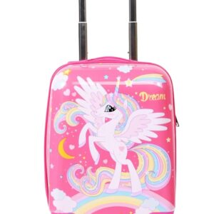 Swarn Products Trolley 360 Rotating Carry On Luggage Wheels New Unicorn 16 Inch Kids Rolling Suitcase with 4 Wheel Travel Trolley Bag