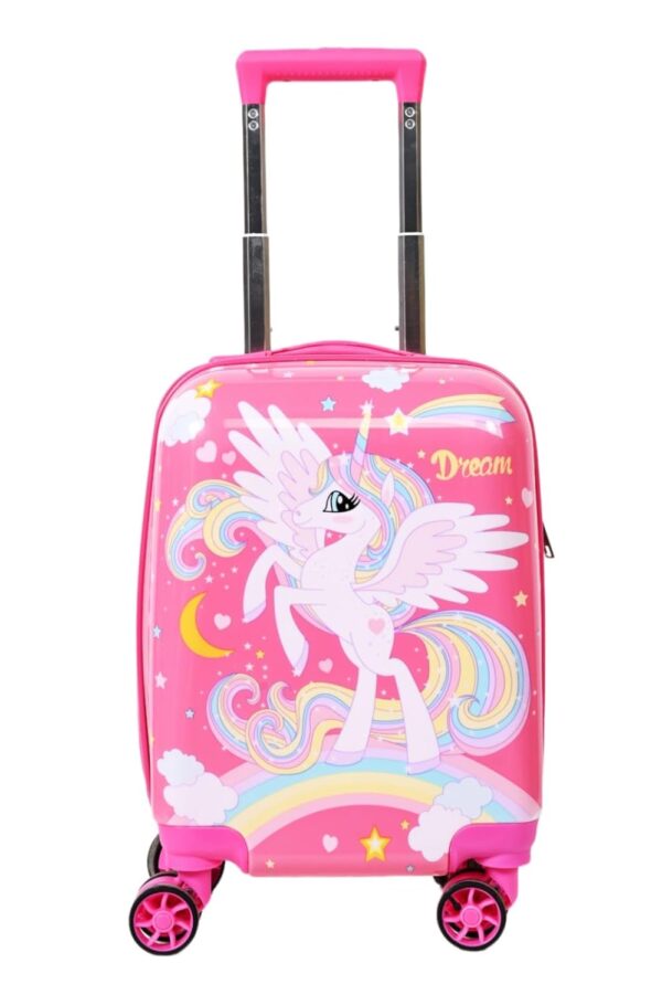 Swarn Products Trolley 360 Rotating Carry On Luggage Wheels New Unicorn 16 Inch Kids Rolling Suitcase with 4 Wheel Travel Trolley Bag