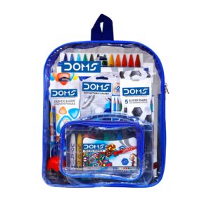 Doms Smart Kit | Comes With Transparent Zipper Bag | Perfect Value Pack | Kit For School Essentials | Gifting Range For Kids | Combination of 12 Stationery Items