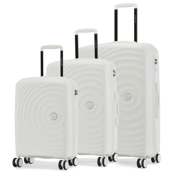 Nasher Miles Seattle Hard-Sided Polypropylene Luggage Set of 3 White Trolley Bags |Suitcase Set (55, 65 & 75 cm)