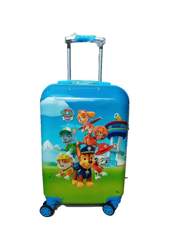 DPARANI Kid’s 17 Inches Blue Paw Patrol Cartoon Print Polycarbonate Trolley Bag Suitcase for Baby Girl’s & Boy’s