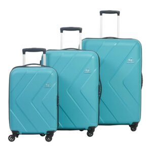 American Tourister Kamiliant Polypropylene Large Cabin & Check-in Luggage (55+68+79) Cm – Spinner Hard Trolley Hard Sided Set of 3 Pieces – Aqua