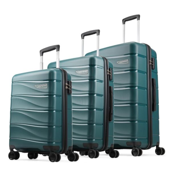 Aristocrat Plastic Olympus, Cabin, Medium & Large Luggage (Set of 3),Poseidon, Hardcase,8 Wheel Spinner Suitcase,Fixed Combination Lock, Spacious, for Men & Women, 7 Year Warranty, 54 Cm, Dark Green