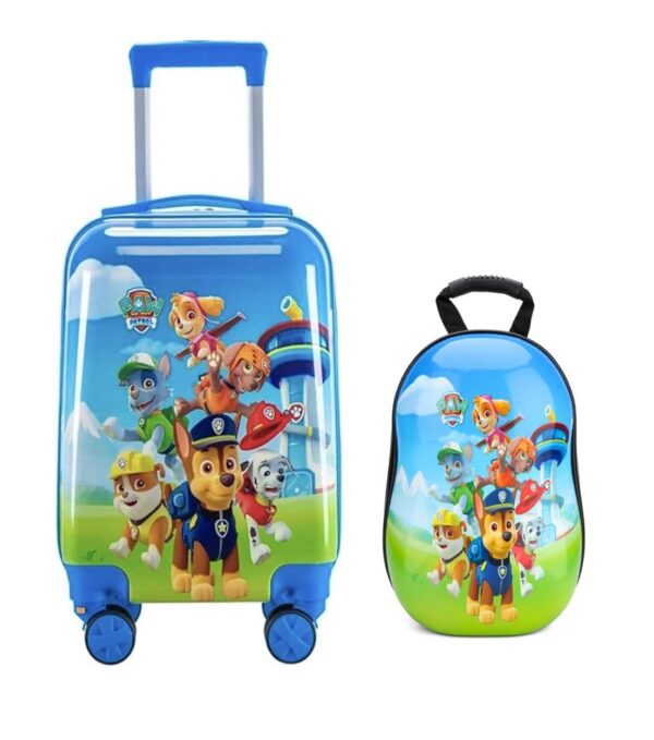 DPARANI Polycarbonate (Pc) Dparadise Paw Patrol Printed Hard Shell Suitcase And Backpack Set, 20″ Suitcase 13″ Backpack, For Boys And Girls, 55 Cm, Spinner, Multicolor