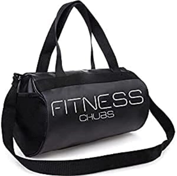 Chubs Double Side Storage Premium Gym Bag with Side mesh Pocket (Kit Bag) Material-Leatherette Color-Black