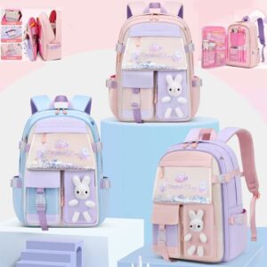 ADSON Kawaii Travel School Bag|Backpack，Cute Bunny Backpack Aesthetics Large 16Inches Capacity Casual Day Pack Bookbag Rucksack School Backpack, Princess Backpack Bookbag for Girls(Multi Colour)