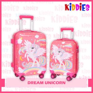 ADSON Kid’s Alloy Steel Trolley 360 Rotating Carry On Luggage Wheels Hard Non-Breakable Dream Unicorn 16 Inch Kids Rolling Suitcase With 4 Spinner Wheels Travel Trolley Bag Case