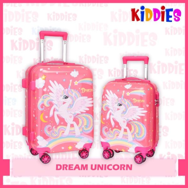 ADSON Kid’s Alloy Steel Trolley 360 Rotating Carry On Luggage Wheels Hard Non-Breakable Dream Unicorn 16 Inch Kids Rolling Suitcase With 4 Spinner Wheels Travel Trolley Bag Case