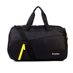 Scatter Unisex Polyester Easy to Fold Travel Duffel Bag with Side Handles and One Strap for Support I Water Resistant Weekender Bag for Men Women (Black Yellow Zio)