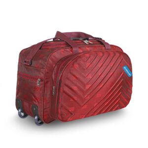 M MEDLER Zypher Nylon 55 litres Waterproof Strolley Duffle Bag- 2 Wheels – Luggage Bag – (Red)