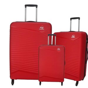 KAMILIANT by AMERICAN TOURISTER Polypropylene 4w Hardsided Cabin Check-in Strolly Luggage (Red, Small, Medium and Large) – Set of 3 Pc