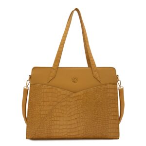 Caprese CABO CROCO OCHRE FAUX LEATHER LARGE LAPTOP SATCHEL HANDBAG