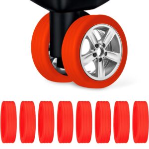 Keuze 8 PCS Silicon Luggage Wheel Protector Cover for 8-Spinner Wheels Luggage Sets, Silicone Shock Absorption Wheel Cover for Trolley Bag Small/Regular Size (Regular, Red, 8)