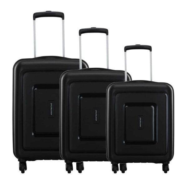 VIP Aristocrat 3 Pc Set Cabin 55 cm (Small),65 cm (Medium),75 cm (Large) 4 Wheels Trolley,Hard Case Lightweight Bag & Combination Lock Suitcase with 7 Years International Warranty (Black)