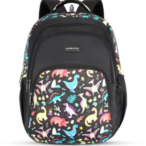 Lavie Sport Dino 39L Printed School Unisex Backpack with Rain cover for Boys/Girls (Black)