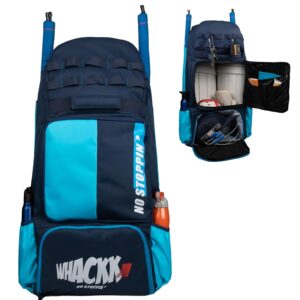 WHACKK Condor 89L Unisex Cricket Kit Bag Backpack | Adult Size | 2 Bat | Shoe/Helmet Pocket | Main Compartment 18″ Leg Pad |2 Bottle Holder | Easy Access Pocket | Player Edition Senior (Navy Blue)