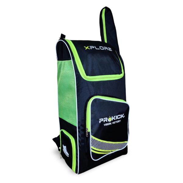 Prokick Xplore Duffle Cricket Kitbag | Cricket Kit Bag with Special Bat Holder On The Side, Shoe Compartment, Duffle Kit Bag, Backpack, Full Size with Shoulder Straps – Black/Lime