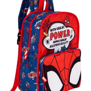 Disney Marvel Avengers SPIDER MAN REVERSABLE Great Power Man 18-Litre Kids School Backpack, Red