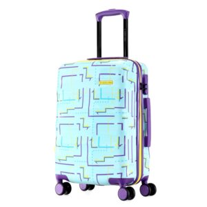 Nasher Miles Denver Hard-Sided Polycarbonate Printed Cabin Luggage Light Blue 20 Inch |55Cm Speed_Wheel Trolley Bag, Small