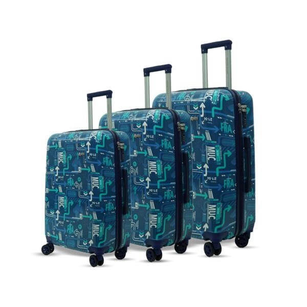 AMERICAN TRAVELLER Uppernyil Trolley Bags Set of 3(S+M+L) 8 Wheel Suitcase for Travel Hard Case Polycarbonate Printed Luggage Trolley Suitcase for Travel Bags,5 Years Warranty (3, Turquoise)