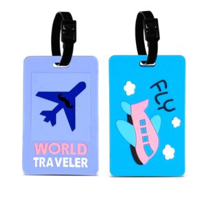 Storite PVC Luggage/Bag/Travel ID Label Tags for Suitcase & School Bags Identifier Name Address Label with Plastic Strap | Pack of 2 | Multicolor