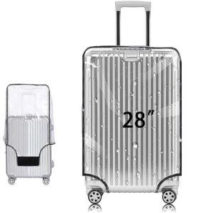 Tusmad Cover for Hard Luggage Trolley Bags Transparent Protective Covers PVC Fabric Waterproof Clear Suitcase Cover Protectors Travel Dustproof Luggage Sleeve Protector (28inch) 71 CM