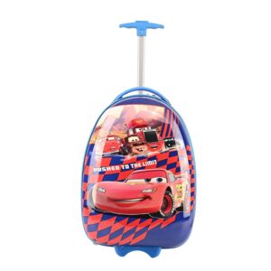 Kuber Industries 16inch Polycarbonate & ABS Kids Trolley Bags for Girls & Boys with 360 Degree Rotating Wheels | Hardsided Cabin Travel Suitcase for Kids | DTB2007, Disney Cars – Blue & Red